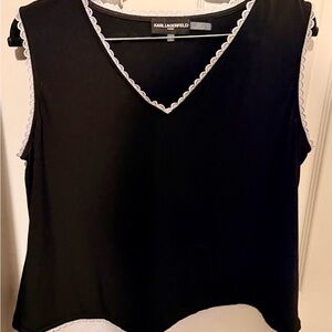 Karl Lagerfeld Black Blouse with White Accents